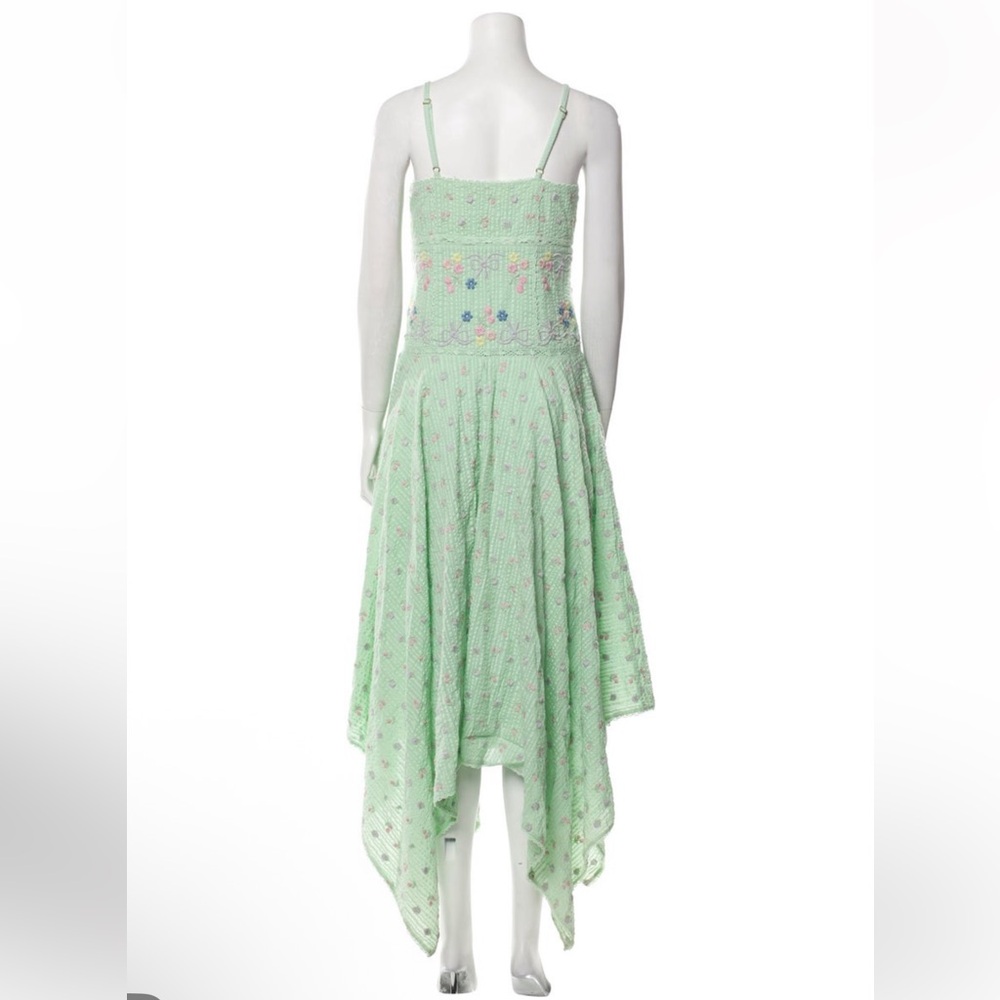 LoveShackFancy Light Green Floral Maxi Skirt